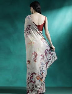 Sari de Seda Moderno y Elegante de Diseño KV con Blusa Sin Coser para Fiestas y Eventos - Product Image 4