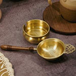 Infuseur à thé en cuivre à mailles fines avec poignée, filtre réutilisable pour thé en vrac, pour tasse, théière, maison, cuisine, hôtel, restaurant - Product Image 3