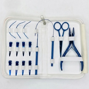 Kit d'outils de pose d'extensions capillaires préféré des coiffeurs : pinces métalliques, ciseaux, clips, ensemble d'installation et de retrait, couleur rose, outils faits à la main - Product Image 3