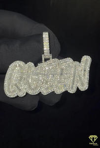 Pendentif de luxe « QUEEN » avec diamant Moissanite et chaîne cubaine, bijoux Hip Hop - Product Image 4