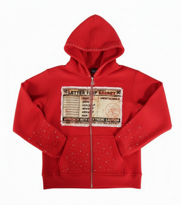 Sudadera con Capucha Morada con Cierre y Estampado Top Secret, Detalle de Pedrería, Estilo Casual Unisex para Otoño - Product Image 3