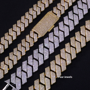 Collar de Plata de Ley 925 con Moissanita y Diamantes, Cadena Cubana con Cierres de Caja, Hecho a Mano, Estilo Iced Out, Joyería Hip Hop, Collar Unisex - Product Image 5