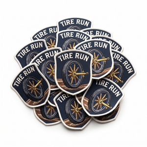 Écusson brodé rond personnalisé, style vintage, motif boîte d'essieu Wheelwright, avec bordure Merrow, pour vêtements, vente en gros et en vrac, fabricant d'emblèmes - Product Image 5