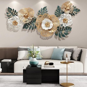 Escultura de Pared Floral 3D de Metal Moderno de Calidad Garantizada, Hojas Blancas Doradas, Decoración para Sala de Estar - Product Image 3