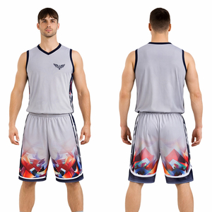Ensemble de maillots de basket-ball gris personnalisés pour hommes, uniforme de sport sans manches, design abstrait, respirant, séchage rapide, kit d'entraînement, tenue d'équipe - Product Image 1