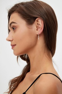 Pendientes de Lujo con Cadena de Oro de 14K y Diamante Cultivado en Laboratorio en Forma de Pera, Estilo Minimalista y Elegante para Mujer, Ideales para Fiestas - Product Image 4