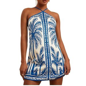 Vestidos Mini Casuales de Verano para Mujer, Estilo Halter, Tejidos, Hip Hop, sin Espalda, para Playa, Vacaciones Tropicales, Estilo Caribeño, Boho - Product Image 1