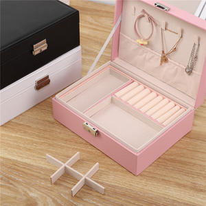 Portable Rectangle Custom Logo Leather Velvet Jewelry Case Key Lock Closure Storage Packaging <b>Box</b> for <b>Rings</b> Necklaces - Product Image 3