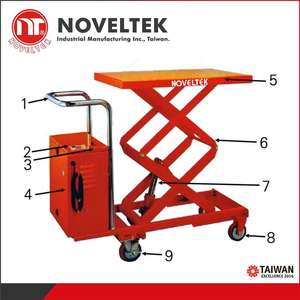 Mesa elevadora de batería Noveltek 800 KG Altura 1000 mm Elevador de tijera Accionamiento eléctrico e hidráulico - Product Image 2