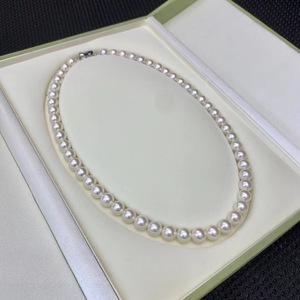 Collier de perles d'eau douce naturelles de Zhuji, 8-9 mm, cercle presque parfait, forte luminosité avec de légères imperfections, sans noyau, chaîne mère - Product Image 5