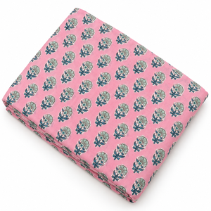 Accessoires de mode pour filles Pinksa, tissu en voile de coton peigné léger imprimé à la main avec des motifs floraux jaunes et bleus - Product Image 1