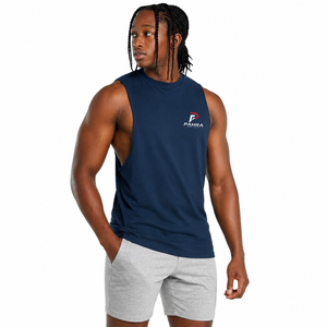 PAHRA SPORTS INDUSTRY OEM Camiseta sin mangas personalizada para hombre de poliéster/algodón, transpirable, de punto, para gimnasio, de secado rápido, cuello redondo, informal - Product Image 4