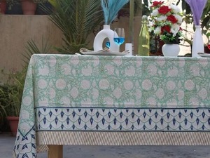Sage Green Floral <b>Tablecloth</b> Block Printed <b>Tablecloth</b> Cotton TableCover Boho Home Decor Farmhouse <b>Tablecloth</b> Dinning Table Decor - Product Image 6