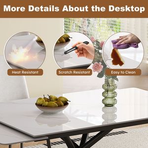 Set Tavolo da Pranzo Rettangolare Moderno con Piano in Pietra Sinterizzata Retrattile e Gambe in Acciaio al Carbonio Nero, Design Rettangolare Elegante - Product Image 6