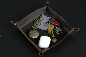Boîte de rangement de luxe en cuir véritable avec fermeture à pression métallique, organiseur de bureau en cuir, accessoires, étui GLTY-0079 - Product Image 2