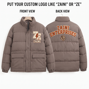 Premium 100% Polyester <b>Long</b> <b>Waterproof</b> Windproof Hooded Winter Puffer <b>Jacket</b> Front Logo Horizontal Quilted Panels - Product Image 1