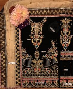 2023 Venta caliente indio pakistaní fiesta desgaste Salwar Kameez último vestido bordado de terciopelo con tejido pesado hecho a mano - Product Image 2