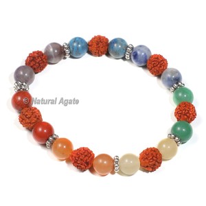 Bracelet en calcite avec 7 perles de chakra – Bijoux de yoga en pierres précieuses naturelles - Product Image 2