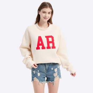 Sweat-shirt en molleton surdimensionné pour femme, col rond, imprimé sérigraphié avec logo personnalisé, manches longues, respirant, éco-responsable - Product Image 2