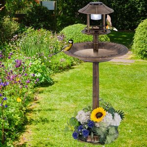 Vasca per Uccelli Illuminata a Energia Solare con Mangiatoia e Fioriera per il Giardino - Product Image 3