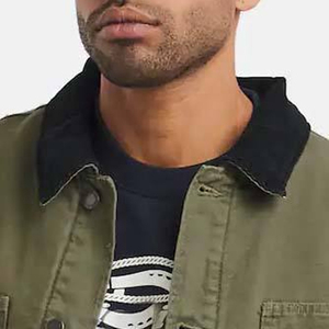 Wholesale Winter Cotton Blended <b>Canvas</b> Custom LOGO Unisex Work <b>Jacket</b> with Stand Collar Pattern Front Button Multi Pockets - Product Image 6