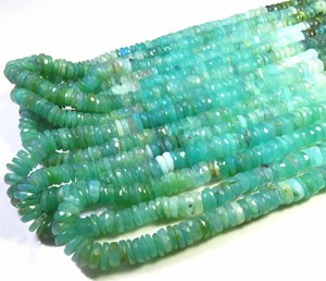 Cuentas facetadas de ópalo peruano natural de alta calidad, tipo disco Heishi, de 6.5mm, multicolor, piedras preciosas peruanas, ópalo de rueda perforado lateralmente de 16 pulgadas - Product Image 3