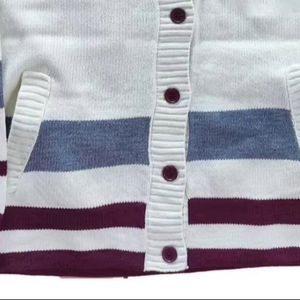Custom Alabama A&M |AAMU University <b>Cardigan</b> PEARLED IVORY Shawl Collar V-Neck Maroon White Wool/Acrylic Button Women's Winter - Product Image 4