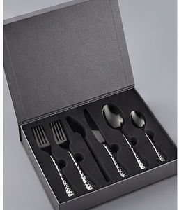 Modern <b>Black</b> Flatware <b>Set</b> With Leopard Print Handles Dishwasher Safe Metal <b>Cutlery</b> For Wedding Tabletop Dining - Product Image 6