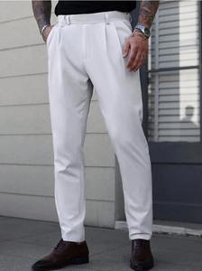 Pantalon de costume formel pour homme, coupe slim, luxueux, de haute qualité, en coton et polyester extensible, chino droit, respirant, pour un usage décontracté - Product Image 3