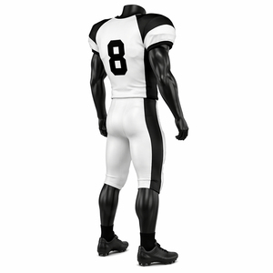 Ensemble d'uniformes de football américain personnalisés pour hommes, uniforme et pantalon de football blanc et noir, kit d'équipe respirant, vêtements de sport à compression, OEM - Product Image 3