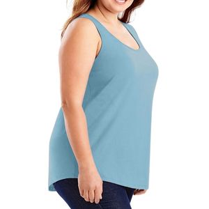 Débardeur sans manches bleu clair pour femme, grande taille, col rond, en coton respirant, idéal pour l'été – Vente en gros fabricant - Product Image 2