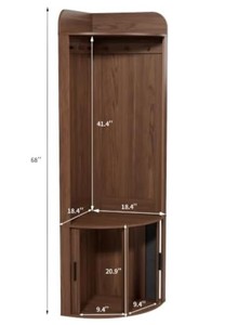 Perchero de esquina moderno de madera maciza con ganchos y estante, mueble de almacenamiento independiente para la entrada del hogar - Product Image 6