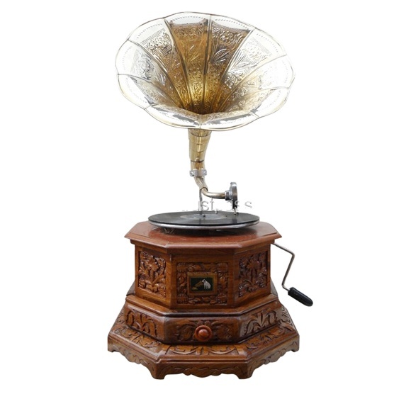 Brass/ Wooden Antique Premium Quality Reproduction Gramophone with Shiny Polish Decorative Musical Accessories