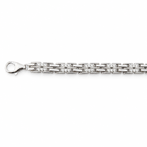 925 Sterling <b>Silver</b> Cubic Zirconia Bracelet High Polish Slim Link Chain Minimalist Modern <b>Mens</b> Unisex for Wedding Party Daily We - Product Image 3