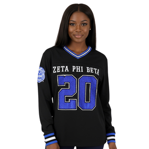 Maillot à manches longues Zeta Phi Beta noir ZPB pour femme, haut de sport, vêtement grec, style HBCU - Product Image 2