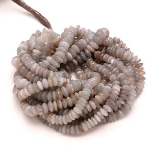 Perles Rondelles Facettées en Pierre de Lune Grise Naturelle, Coupe Allemande, 8MM 9MM, Prix de Gros, Perles Rondelles Facettées en Pierre de Lune Grise en Vrac, 16 Pouces - Product Image 3