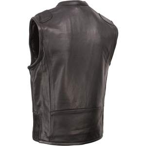 Gilet en cuir Cool-Tec pour homme, noir, fermeture éclair sur le devant, extensible sur les côtés, pour la moto et les courses automobiles - MLM3502 - Product Image 5
