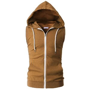 Chaleco Deportivo Sin Mangas con Capucha para Hombre, Color Rojo, Felpa Francesa, Corte Regular, para Otoño - Product Image 2