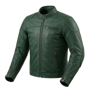 Chaqueta de Cuero Genuino Azul Premium para Hombre, Chaqueta Clásica de Motociclista, Chaqueta de Cuero Vintage Estilo Café Racer, Abrigo de Cuero de Lujo - Product Image 3