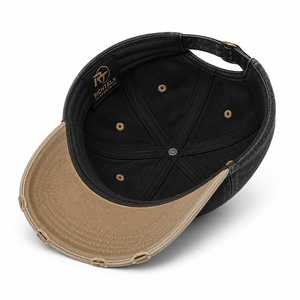 Gorra de Béisbol Bordada con Letras, Lavada, Negra y Marrón, Unisex, Casual, Ajustable, de Algodón - Product Image 4