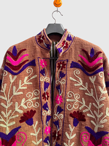 Chaqueta de Mujer para Otoño, Talla Grande, con Cuello Mao, Manga Larga, Bordado Floral a Mano en Algodón - Product Image 6