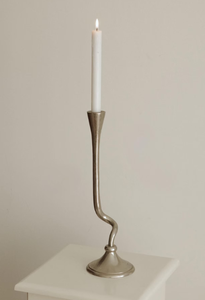 Nordic Minimalist Wavy <b>Silver</b> <b>Candlestick</b> Holder Elegant Curved Metal Taper Candle Stands for Modern Living Room Mantel Decor - Product Image 2