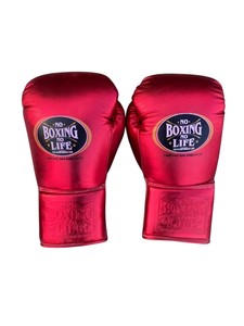 No Boxing No Life Gants de boxe rouge et or avec lacets, sangle de poignet réglable, antidérapants, respirants, en cuir de vachette, pour l'entraînement - Product Image 2