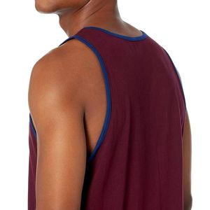 Débardeur sans manches pour homme, couleur bordeaux, avec bordure contrastée, pour la musculation, la gym, l'entraînement, le fitness, l'été, décontracté et actif - Product Image 3
