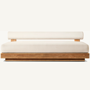 Sofá de madera de teca, cómodo sofá para sentarse en la sala de estar con espuma suave y duradera para que dos personas se sienten encima. - Product Image 5