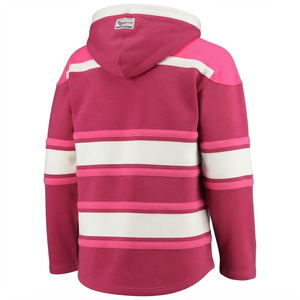 Sweat-shirt à capuche respirant rose pour le hockey sur glace, style vintage, personnalisé, thermique, pour l'hiver, vêtement de sport avanté. - Product Image 2