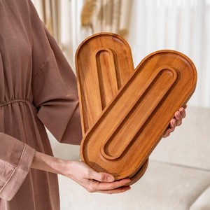 Handmade Wooden Serving <b>Platter</b> Natural Wood Dining Tableware Supplier by Curio Craft - Product Image 4