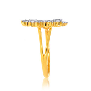 Elegante Anillo de Diamantes Abierto para Mujer en Oro Amarillo Sólido de 14K/18K con Centro de Diamantes Brillantes en Forma de Racimo - Product Image 3