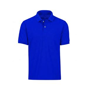 Polo en coton tricoté à manches courtes bleu clair pour homme, couleur unie, respirant, coupe classique - Product Image 3