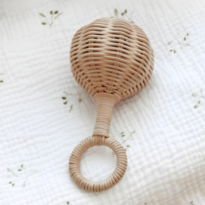 Juguetes de dentición bonitos para bebés, mordedores de ratán natural de alta calidad, sonajeros tejidos a mano. - Product Image 2